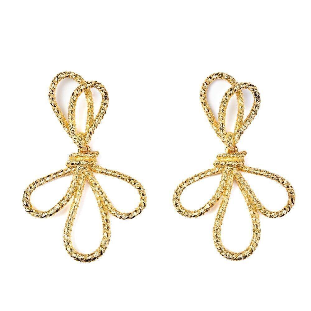 Elegant Gold Statement Earrings A970 - Picture 2 of 3